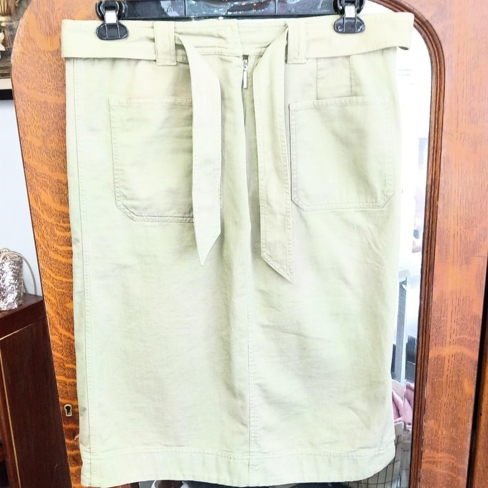 Ralph Lauren Khaki Belted Cotton Twill Cargo Skirt Size 8